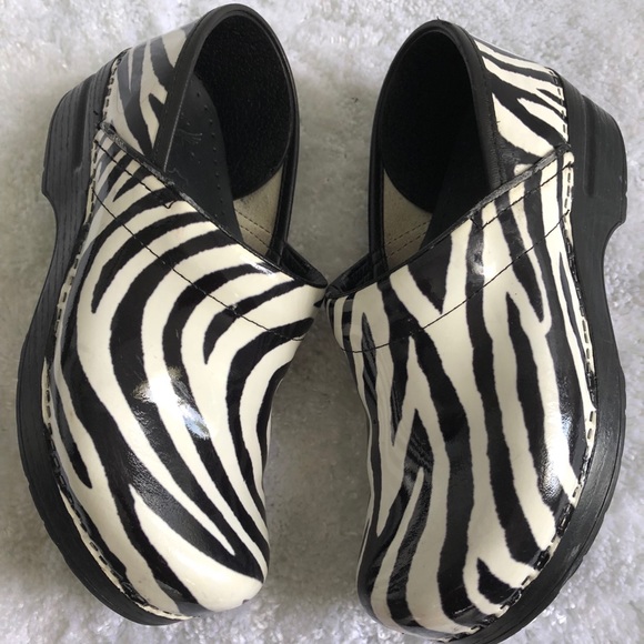 zebra dansko clogs